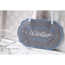 Stickdatei ITH - Türschild Warm Winter Wishes